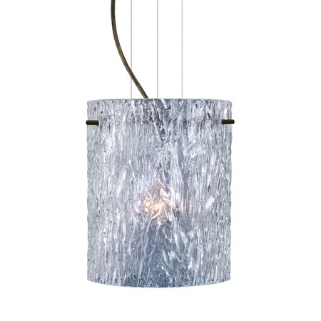 Besa Lighting Tamburo 8 Cable Pendant, Clear Stone, Bronze Finish, 1x11W LED 1KG-400600-LED-BR